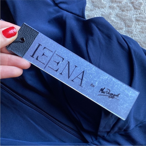 NWT Ieena for Mac Duggal Navy V-Neck Full-Length Jersey Gown, size 4 - Picture 6 of 9